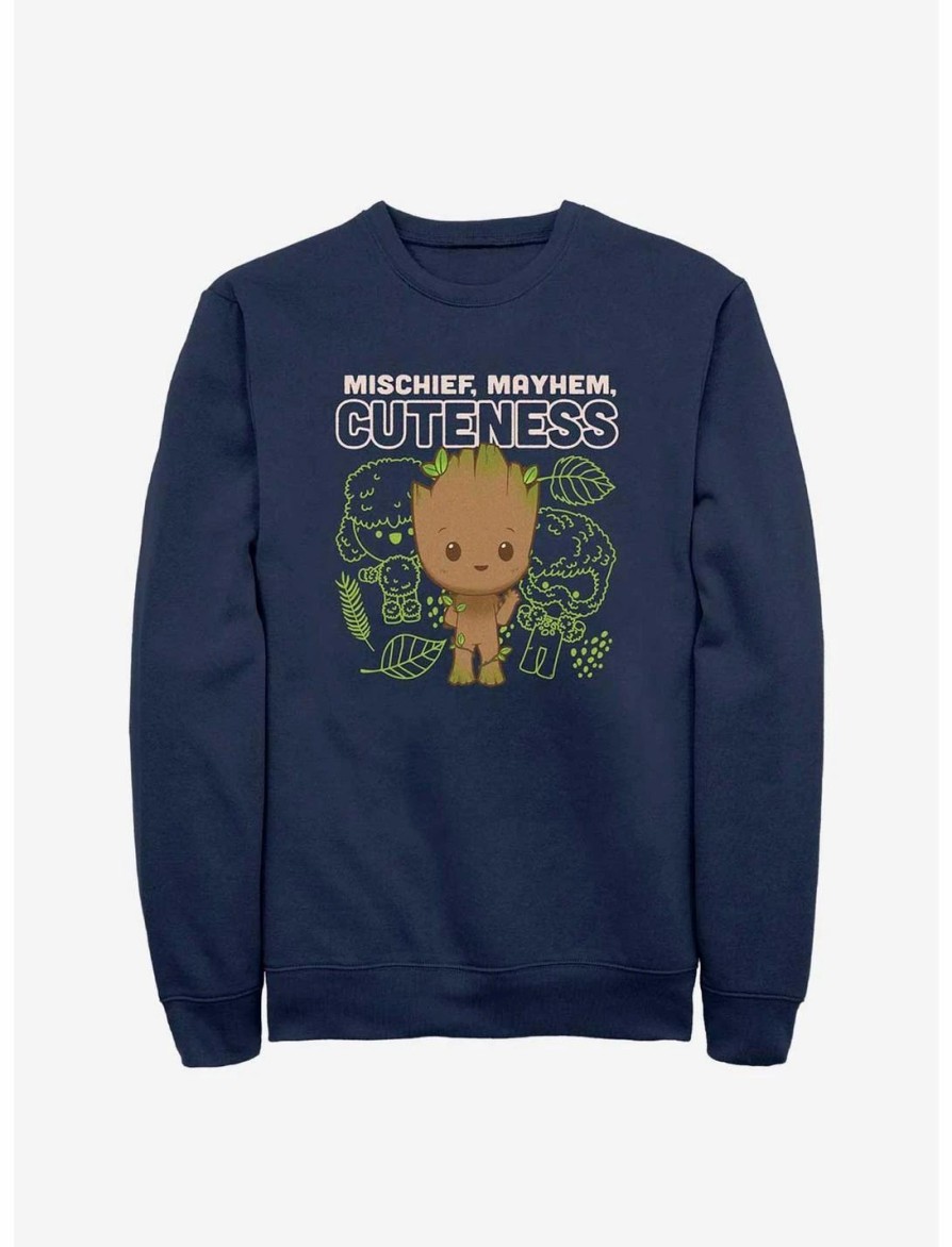 Sweaters And Cardigans * | Null Marvel I Am Groot Mischief, Mayhem, Cuteness Sweatshirt