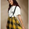 Bottoms * | Hunivers Harry Potter Hufflepuff Pleated Suspender Skirt