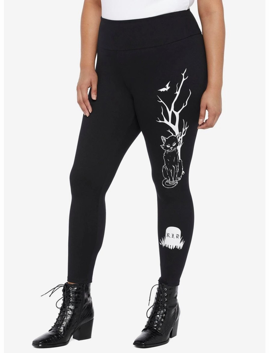 Bottoms * | Hunivers Her Universe Disney Hocus Pocus Binx Tombstone Leggings Plus Size