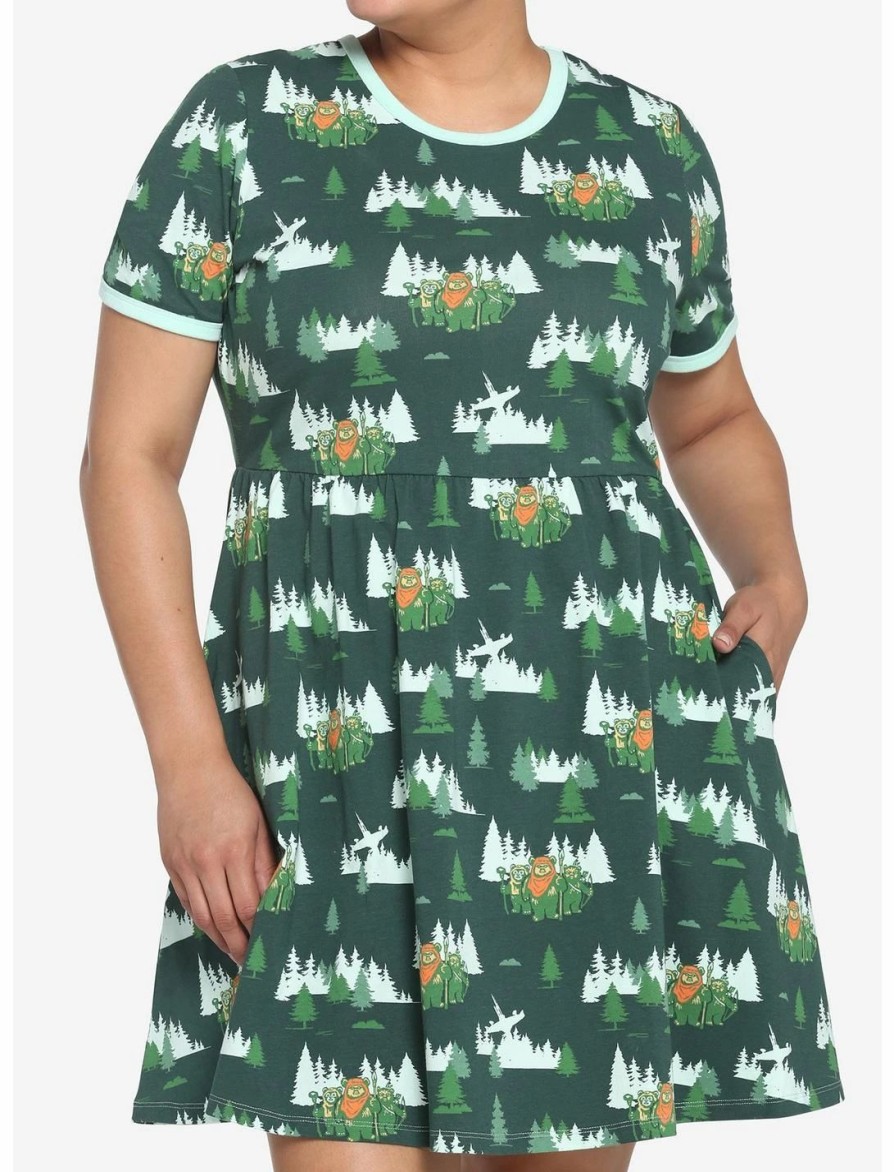 Dresses * | Hunivers Her Universe Star Wars Endor Ewok Ringer Dress Plus Size