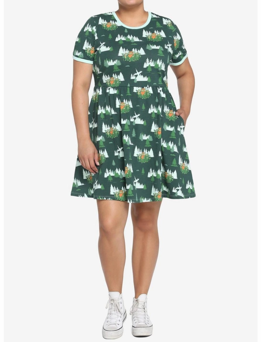 Dresses * | Hunivers Her Universe Star Wars Endor Ewok Ringer Dress Plus Size