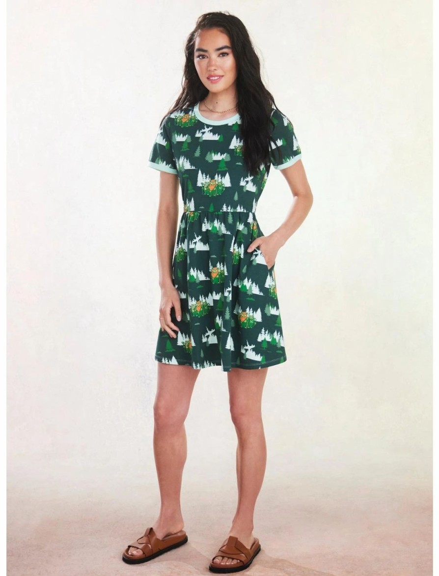 Dresses * | Hunivers Her Universe Star Wars Endor Ewok Ringer Dress