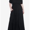 Dresses * | Null Thorn & Fable Black Smock Puff Sleeve Maxi Dress Plus Size