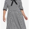 Dresses * | Hunivers Black & White Stripe Bow Retro Dress Plus Size