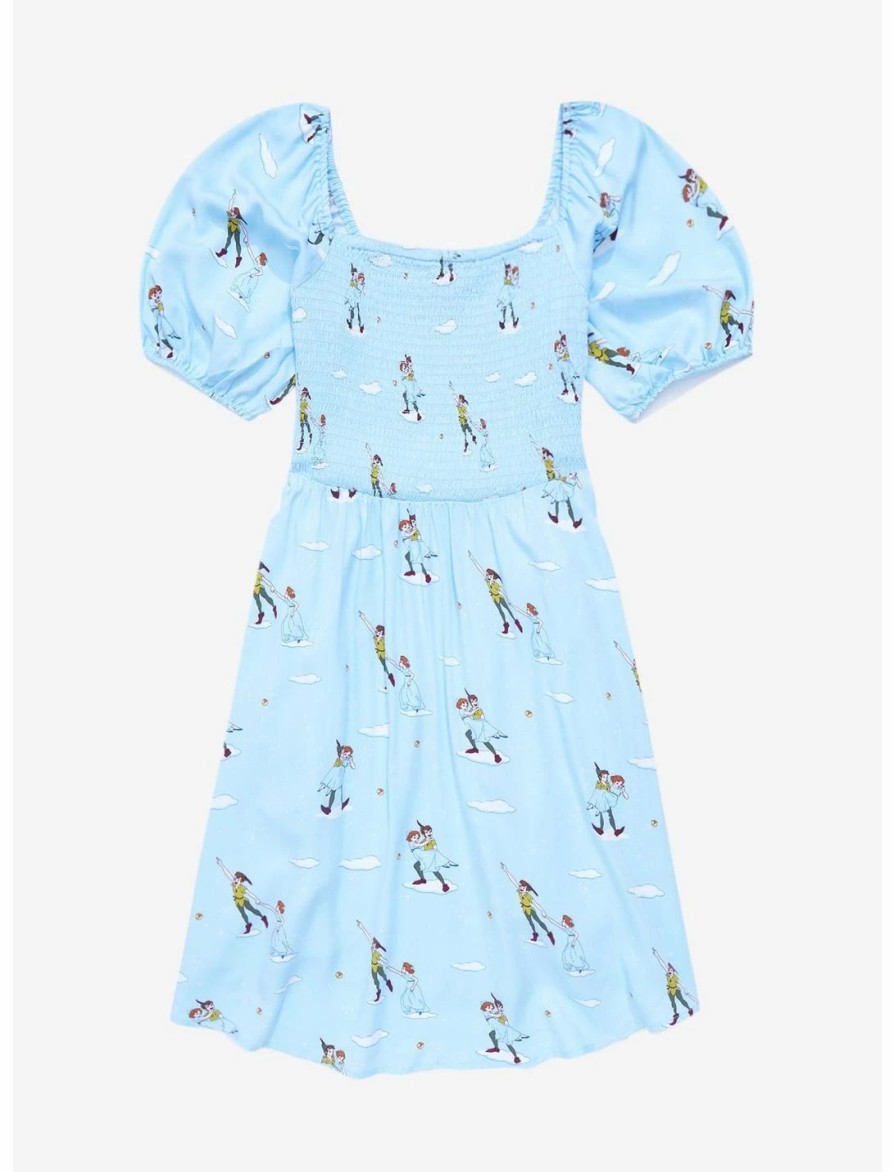 Dresses * | Hunivers Disney Peter Pan Flying Allover Print Smock Dress