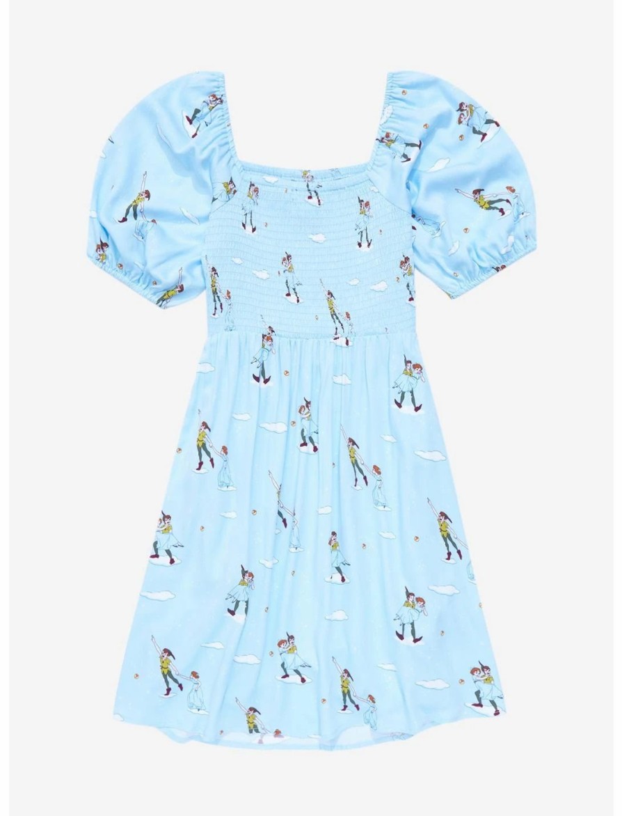 Dresses * | Hunivers Disney Peter Pan Flying Allover Print Smock Dress