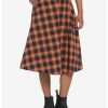 Bottoms * | Hunivers Orange & Black Plaid Retro Midi Skirt