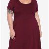 Dresses * | Hunivers Burgundy Skater Dress Plus Size