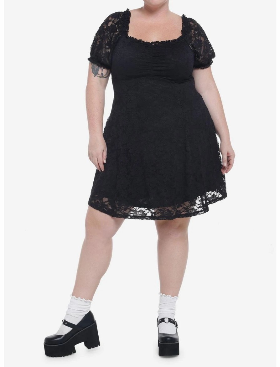 Dresses * | Null Black Lace Babydoll Dress Plus Size