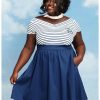 Dresses * | Hunivers Her Universe Disney Logo Retro Cap Sleeve Dress Plus Size