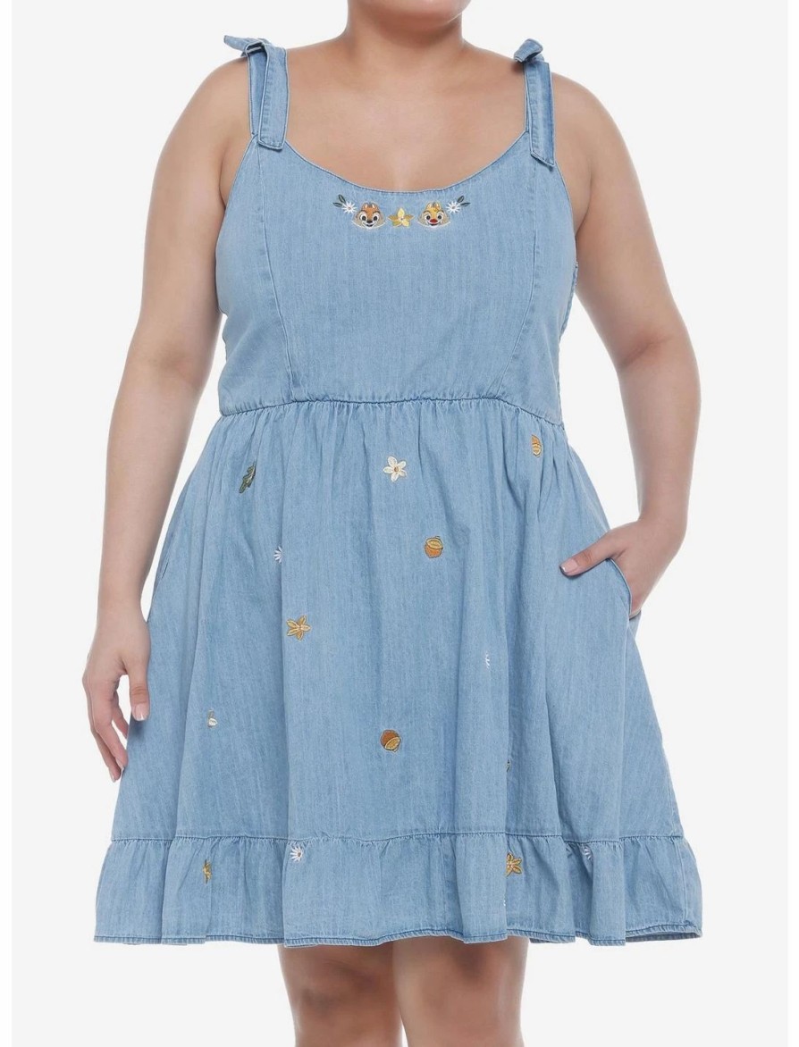 Dresses * | Hunivers Her Universe Disney Chip 'N' Dale Chambray Tie Strap Dress Plus Size