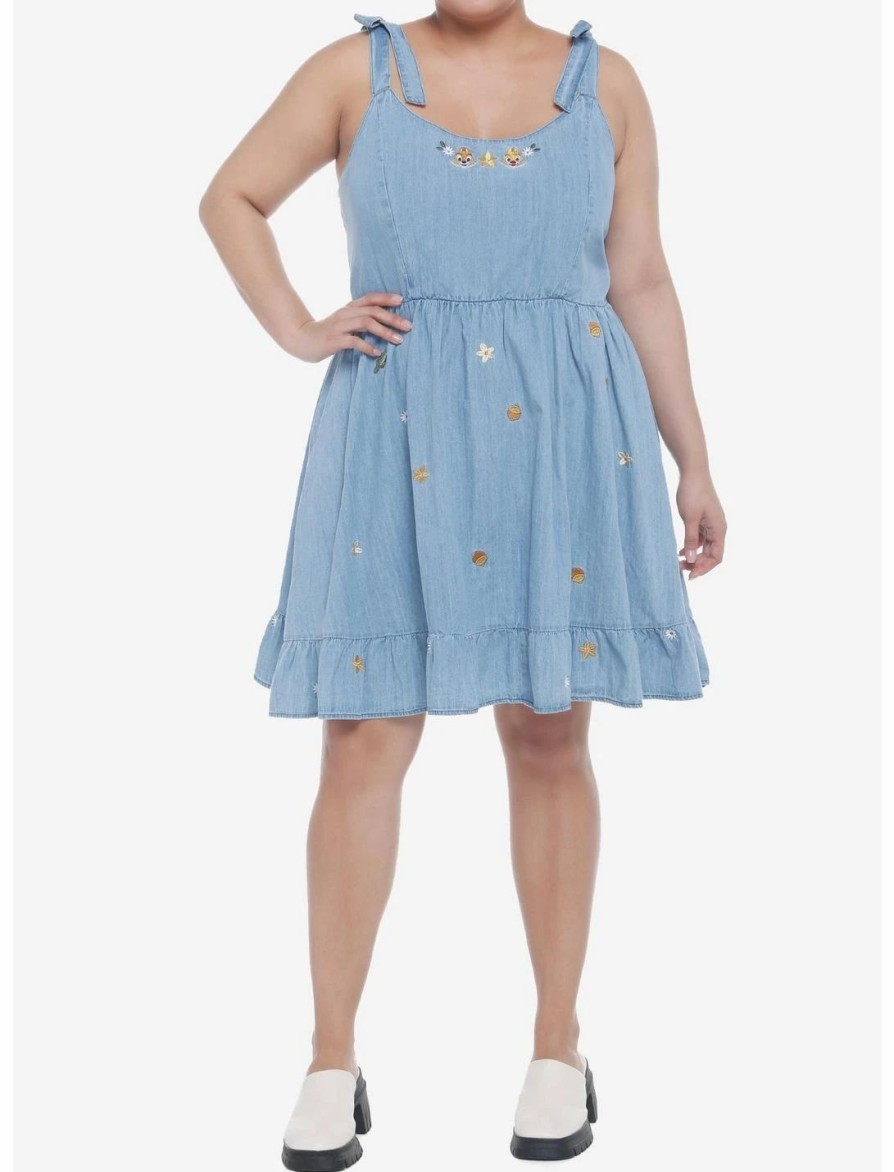 Dresses * | Hunivers Her Universe Disney Chip 'N' Dale Chambray Tie Strap Dress Plus Size