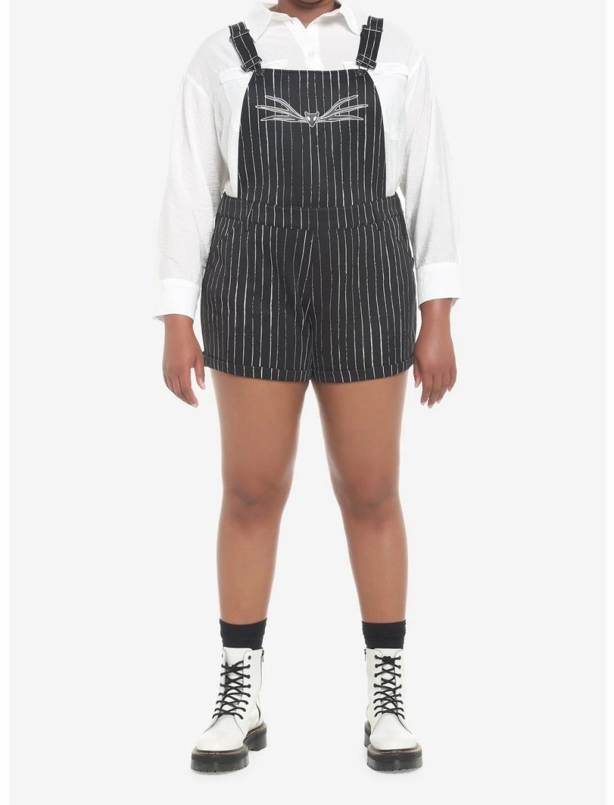 Bottoms * | Hunivers The Nightmare Before Christmas Jack Pinstripe Shortalls Plus Size