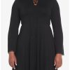 Dresses * | Hunivers Black Lace-Up Front Hooded Dress Plus Size