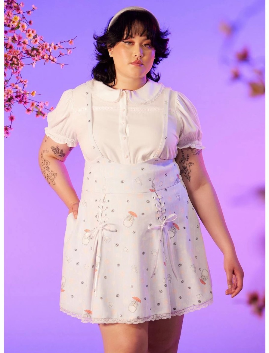 Bottoms * | Hunivers Her Universe Studio Ghibli My Neighbor Totoro Cherry Blossoms Lace-Up Suspender Skirt Plus Size