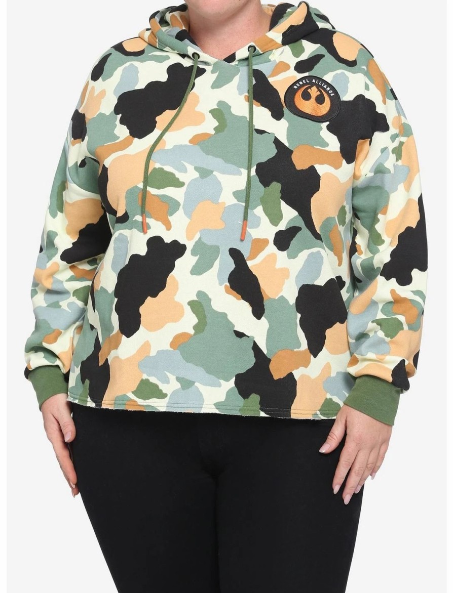 Hoodies And Sweatshirts * | Hunivers Her Universe Star Wars Camo Semi-Crop Hoodie Plus Size Her Universe Exclusive