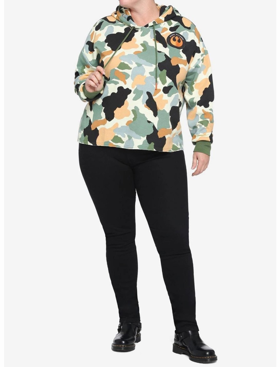 Hoodies And Sweatshirts * | Hunivers Her Universe Star Wars Camo Semi-Crop Hoodie Plus Size Her Universe Exclusive