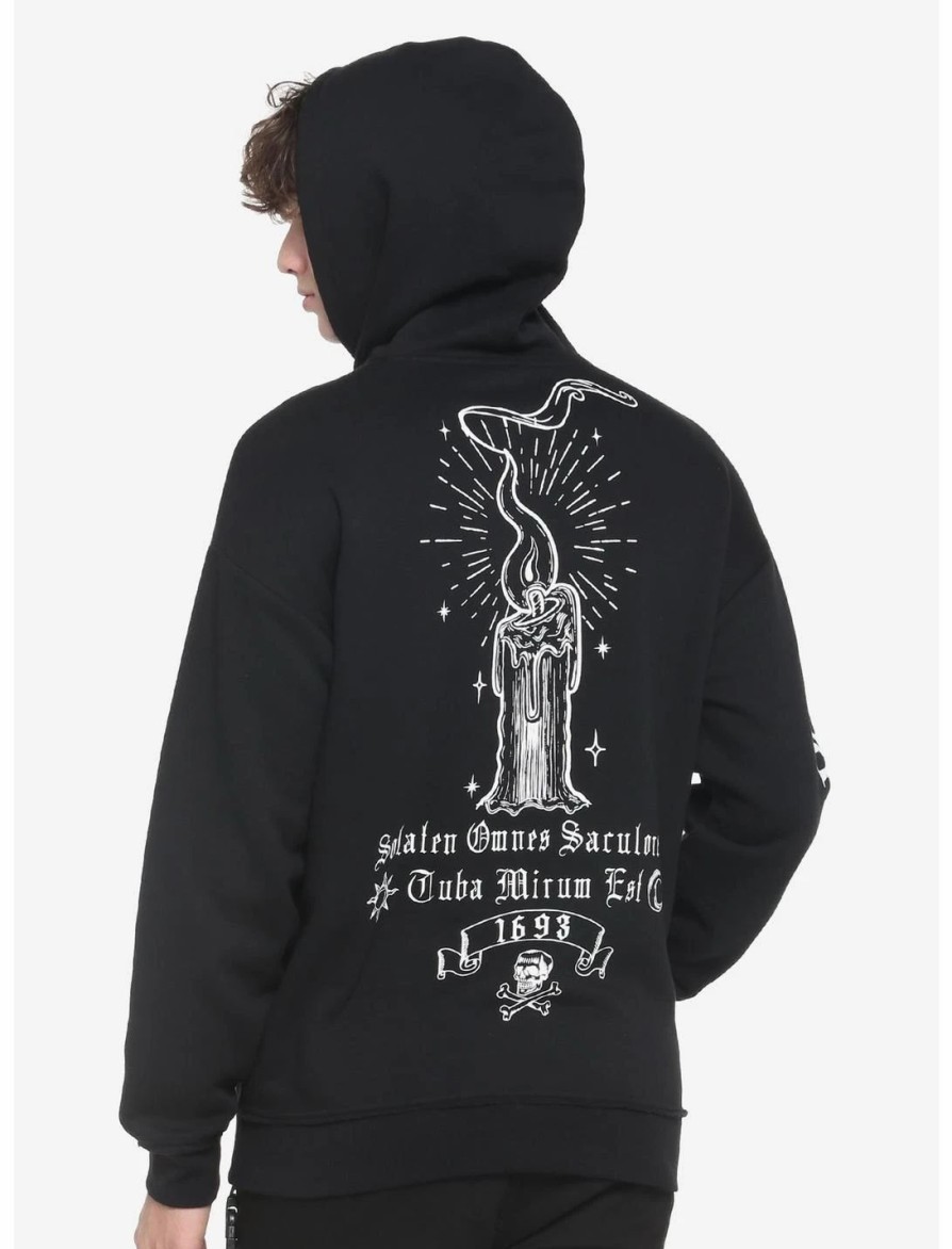 Sweaters And Cardigans * | Ourunvrs Our Universe Disney Hocus Pocus Black Flame Candle Binx Hoodie