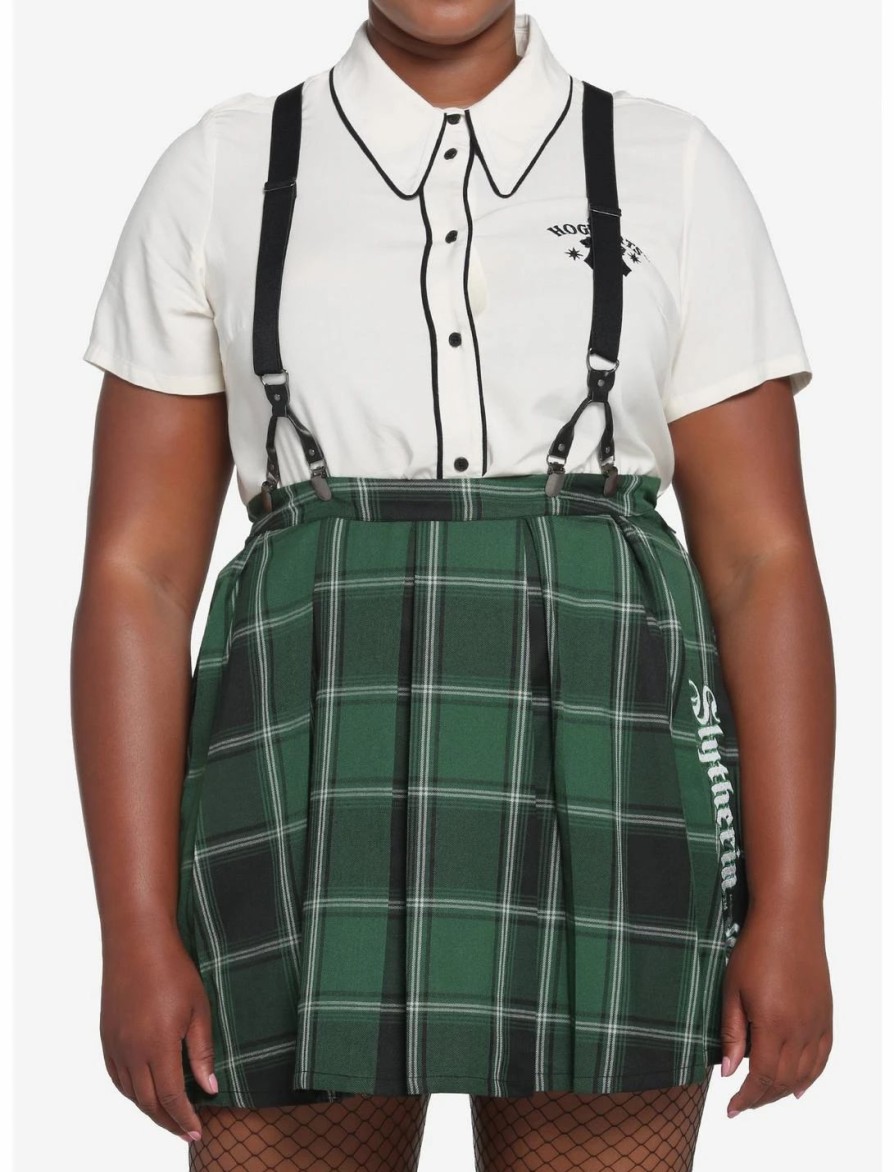 Bottoms * | Hunivers Harry Potter Slytherin Pleated Suspender Skirt Plus Size