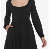 Dresses * | Hunivers Black Tiered Long-Sleeve Dress