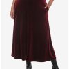 Bottoms * | Hunivers Burgundy Velvet Maxi Skirt Plus Size