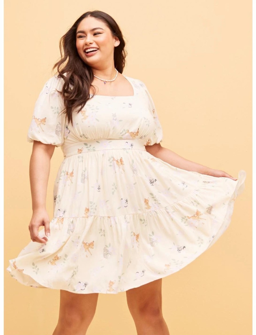 Dresses * | Hunivers Her Universe Disney Bambi Floral Sweetheart Tiered Dress Plus Size