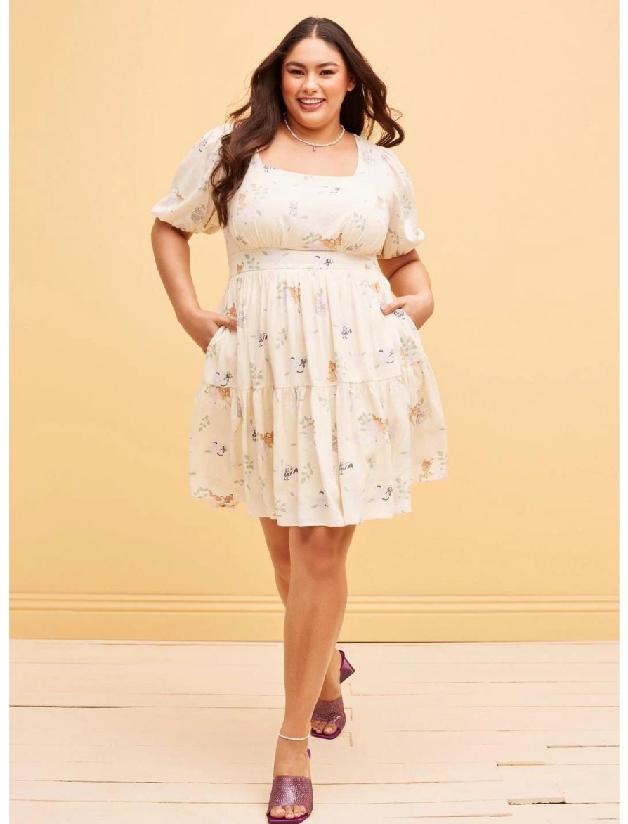 Dresses * | Hunivers Her Universe Disney Bambi Floral Sweetheart Tiered Dress Plus Size