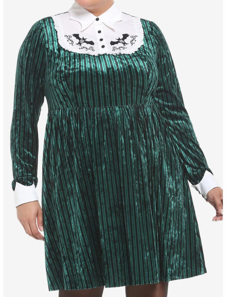 Dresses * | Hunivers Her Universe Disney The Haunted Mansion Ghost Host Velvet Long-Sleeve Dress Plus Size