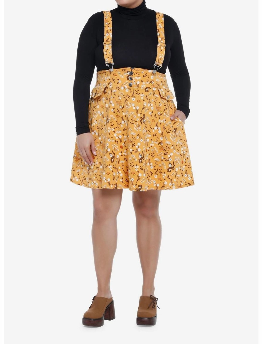 Bottoms * | Hunivers Disney Chip 'N' Dale Fall Floral Suspender Skirt Plus Size