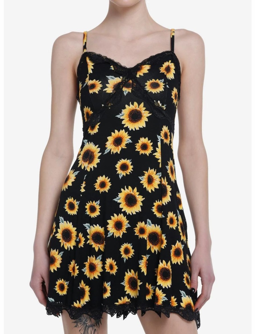 Dresses * | Hunivers Sunflowers & Lace Slip Dress