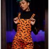 Bottoms * | Hunivers Orange & Black Bat Shortalls