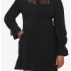 Dresses * | Hunivers Black Lace Collared Dress Plus Size