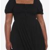 Dresses * | Hunivers Black Smocked Mini Dress Plus Size