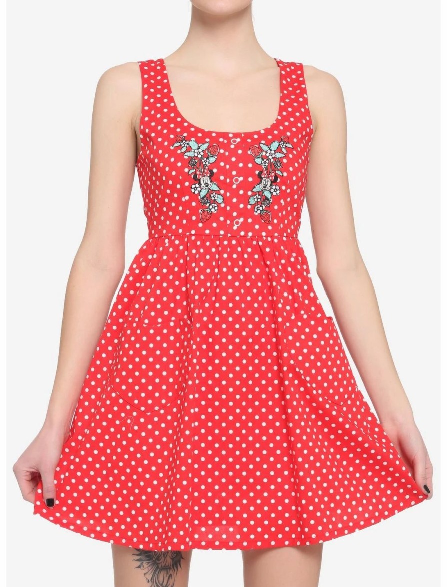 Dresses * | Hunivers Her Universe Disney Minnie Mouse Polka Dots Babydoll Dress