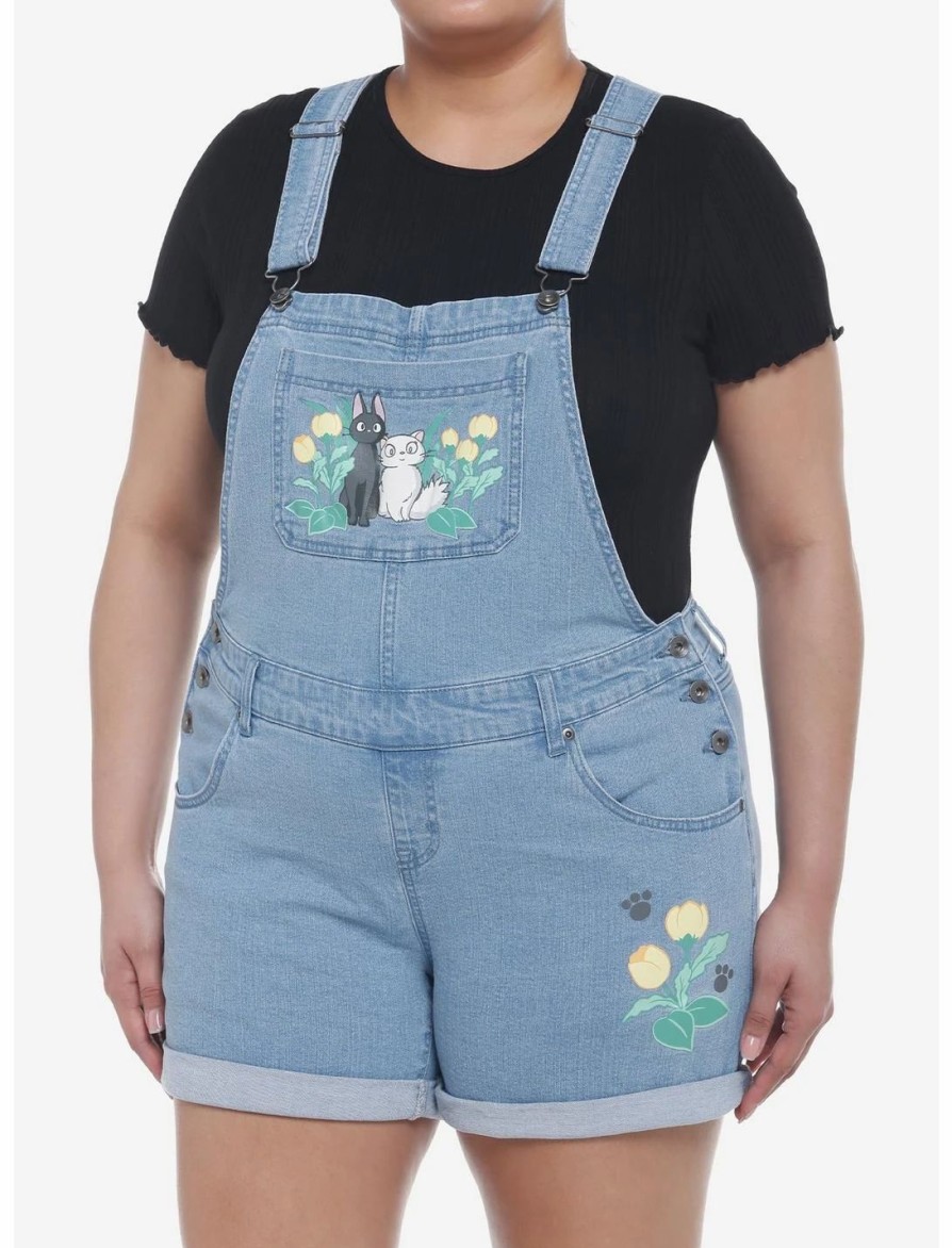 Bottoms * | Hunivers Her Universe Studio Ghibli Kiki'S Delivery Service Jiji & Lily Flower Shortalls Plus Size