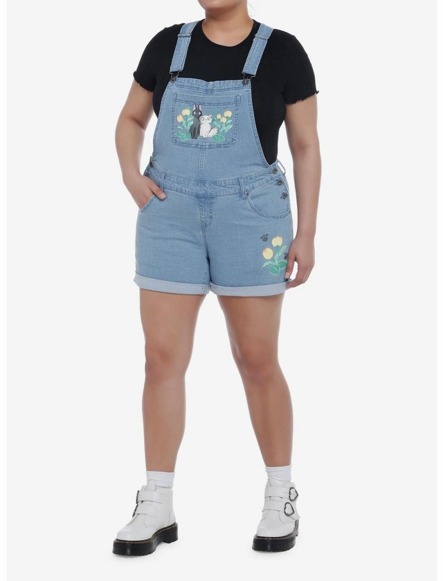 Bottoms * | Hunivers Her Universe Studio Ghibli Kiki'S Delivery Service Jiji & Lily Flower Shortalls Plus Size