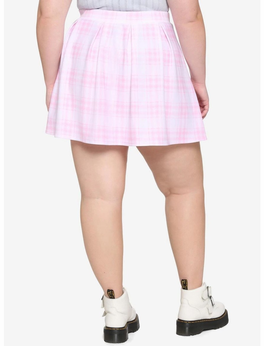 Bottoms * | Hunivers Pink Plaid Skirt Plus Size